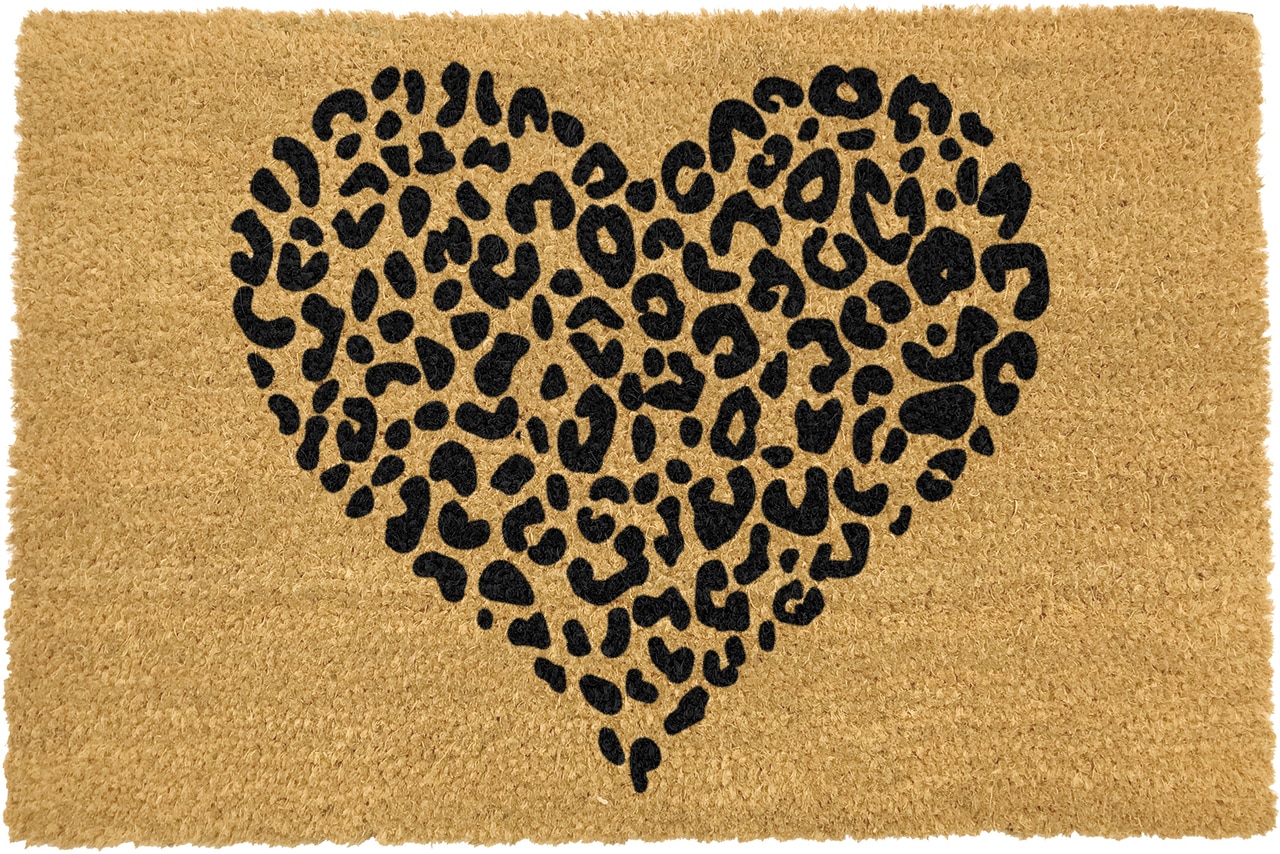 Leopard Print Heart Doormat