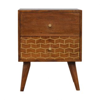 Gold Art Pattern Bedside with 2 Drawers