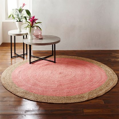 Milano Soft Jute Rug with Pale Pink Centre - 120cm