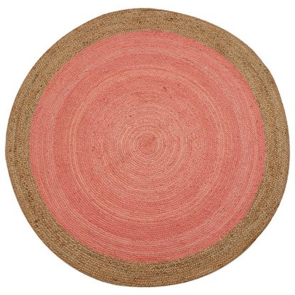 Milano Soft Jute Rug with Pale Pink Centre - 120cm