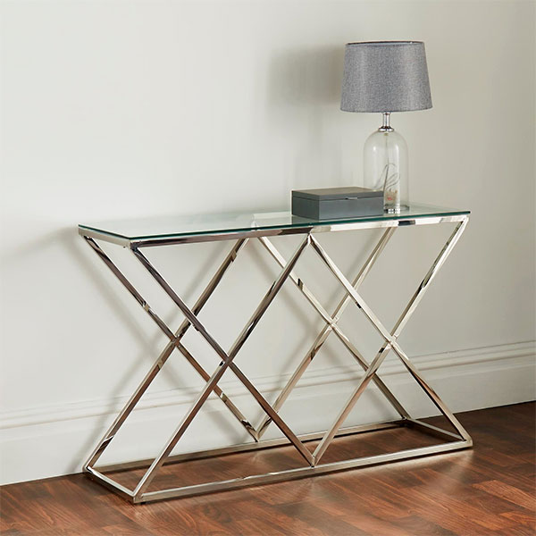 Pyramid Silver Console Table Hallway, Silver Console Table