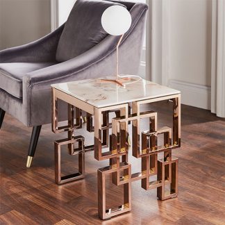 Rose gold side table