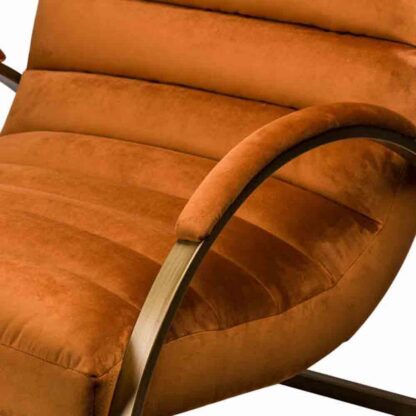 Burnt Orange And Brass Ribbed Ark Chair
