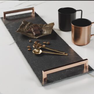 Large Serving Tray (Straight Edge) with Copper Handles