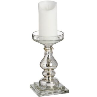 Antique Silver Glass Candle Column