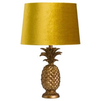 Antique Gold Pineapple Lamp With Mustard Velvet Shade