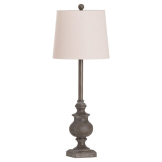Calven Grey Base Table Lamp With Natural Shade