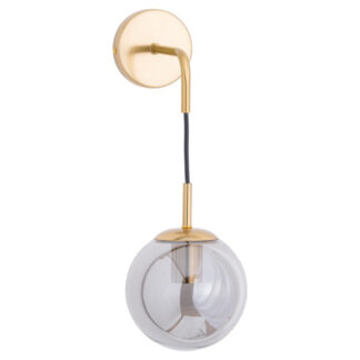 Brass Smoked Glass Globe Wall Hanging Pendant
