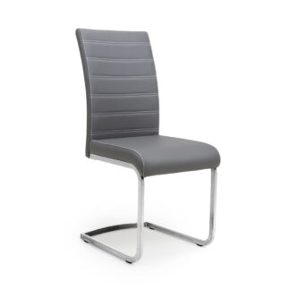 Callisto Leather Effect Grey Dining Chair (Set Of Two)