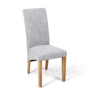 Karta Scroll Back Flax Effect Grey Weave Dining Chair Set Of Two