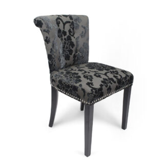 Sandringham Baroque Velvet Charcoal Accent Chair ( Set Of Two)