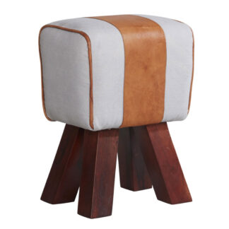 Canvas And Leather Stool
