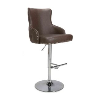 Cairo Leather Effect Brown Bar Stool