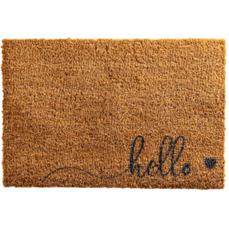 Hello Scribble Heart Grey Doormat