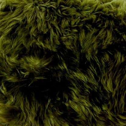 Olive Green Sheepskin Wood Stool - Black