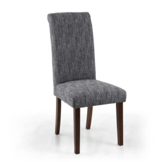 Como Linen Effect Grey Dining Chair in Walnut Legs Set Of Two