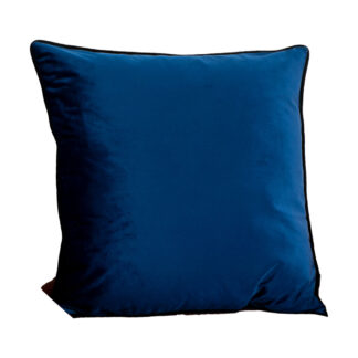 Blue Piped Velvet Cushion