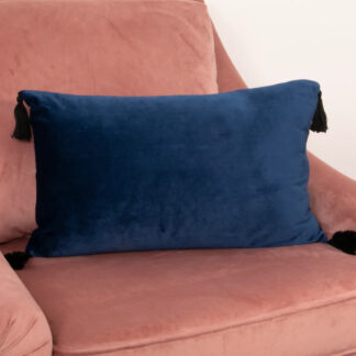 Blue Velvet Tassled Boudoir Cushion Cover