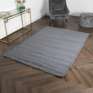 Large Knitted Grey Wool Rug