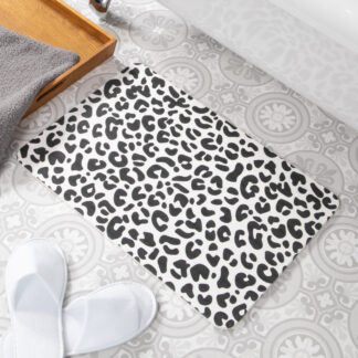 Leopard Print White Stone Non Slip Bath Mat