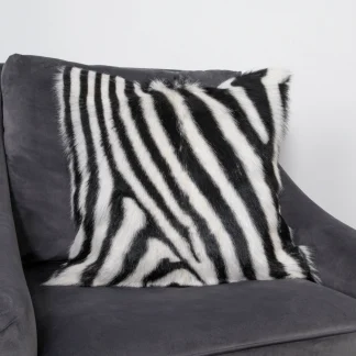 Goatskin Zebra Print Square Cushion