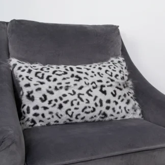 Grey Leopard Goatskin Print Boudoir Cushion