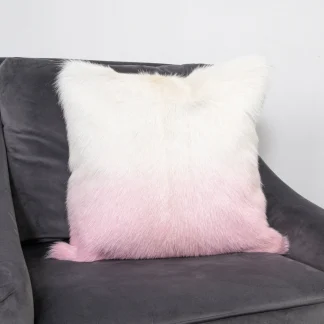 Ivory/Pink Goatskin Ombré Cushion