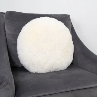 Ivory Round Short Pile Sheepskin Cushion