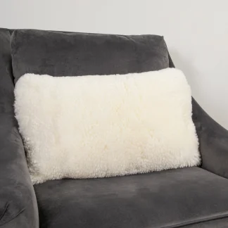 Ivory Short Pile Sheepskin Boudoir Cushion