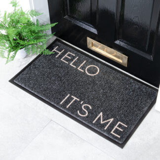Black Hello It's Me Doormat