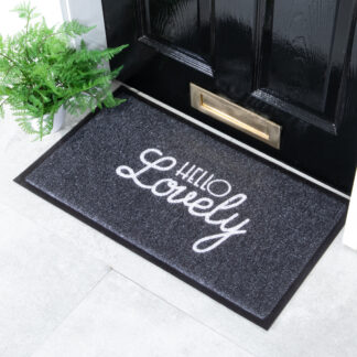 Black Hello Lovely Doormat