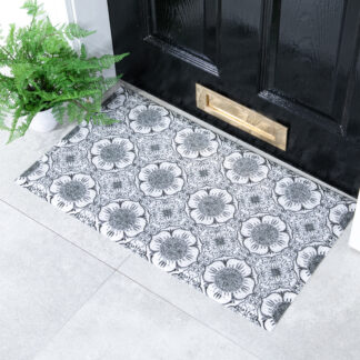 Black Flower Doormat (70 x 40cm)