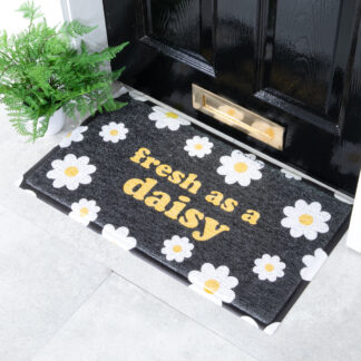 Black Fresh as a daisy Doormat (70 x 40cm)